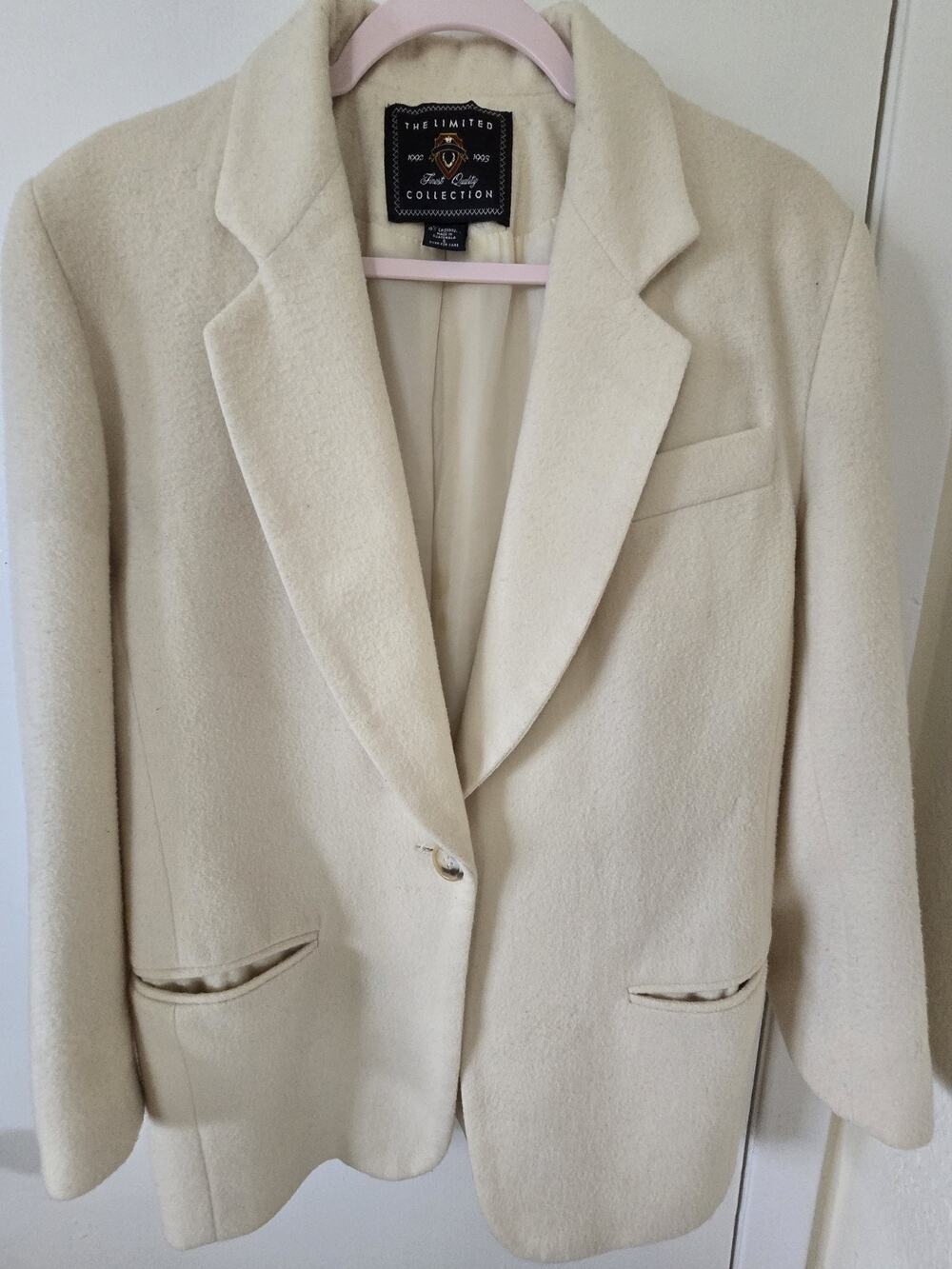The Limited Collection Cream Cashmere Wool Blazer Vintage Large Oversize Coat